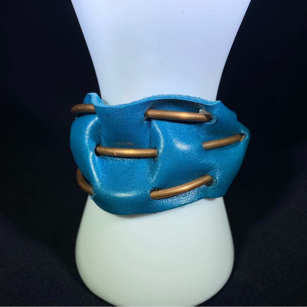 Copper Wire and Leather Cuff Bracelet